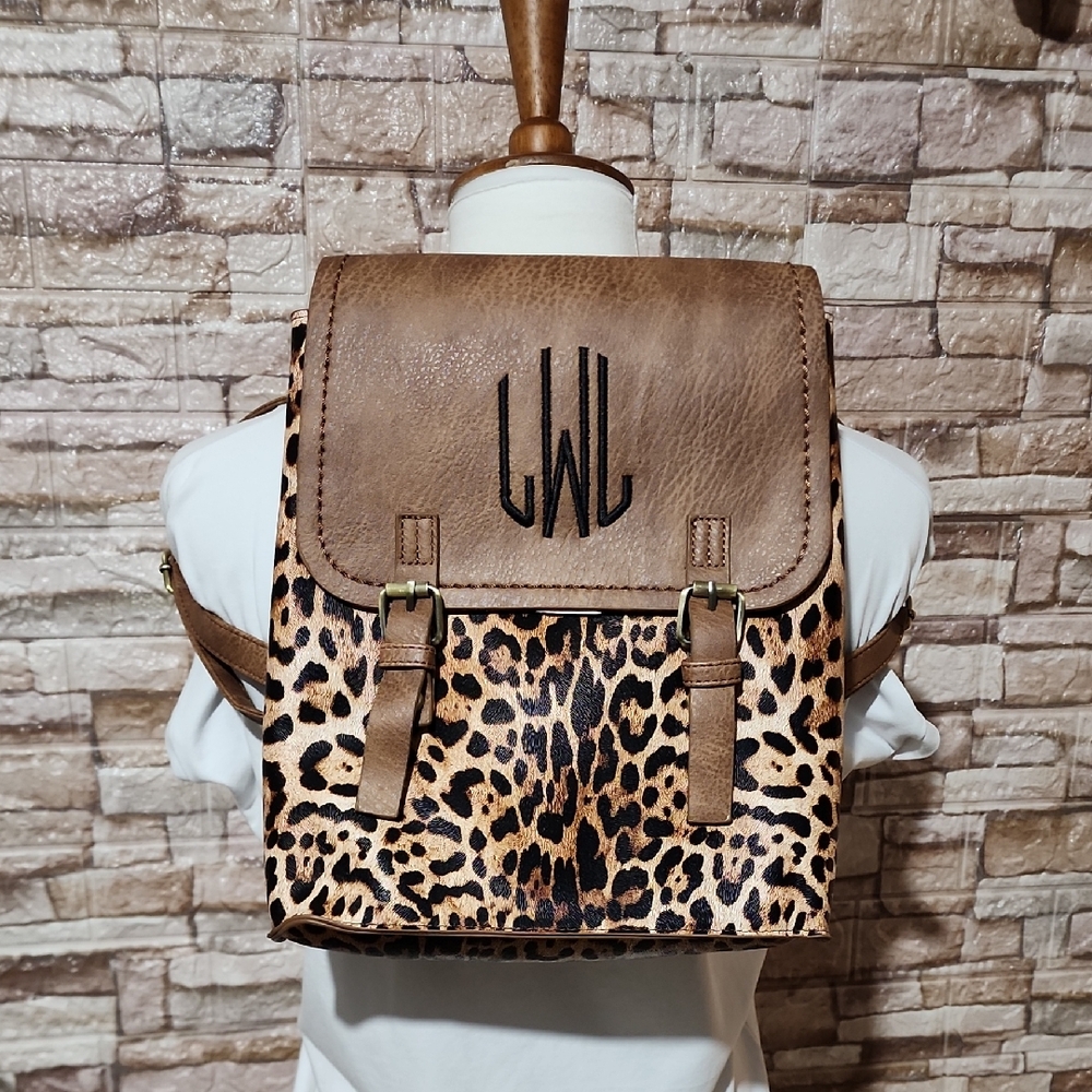 Marley Lilly Leopard Print Backpack with Tan Accents Brand New